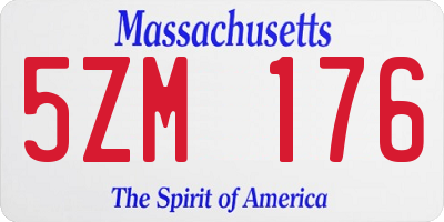MA license plate 5ZM176