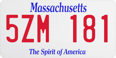 MA license plate 5ZM181