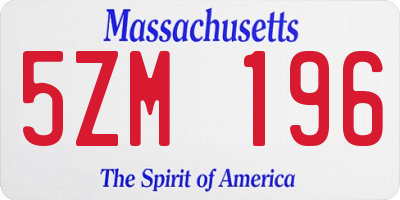 MA license plate 5ZM196