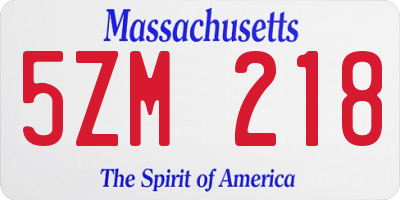 MA license plate 5ZM218