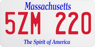 MA license plate 5ZM220
