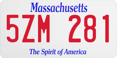 MA license plate 5ZM281