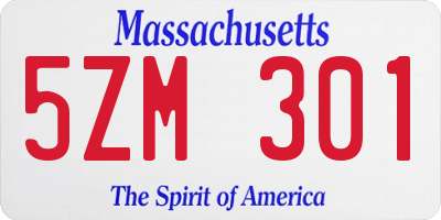 MA license plate 5ZM301