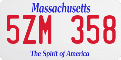 MA license plate 5ZM358