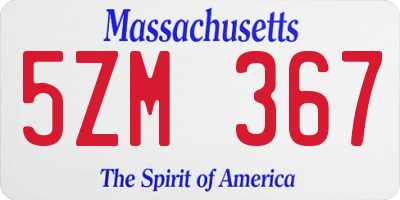 MA license plate 5ZM367