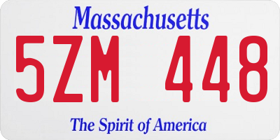 MA license plate 5ZM448