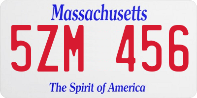 MA license plate 5ZM456