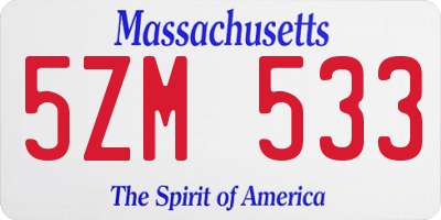 MA license plate 5ZM533