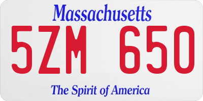 MA license plate 5ZM650