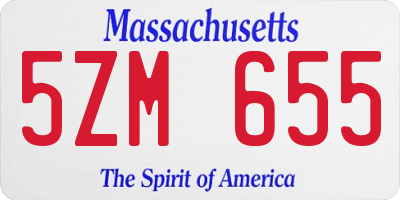 MA license plate 5ZM655