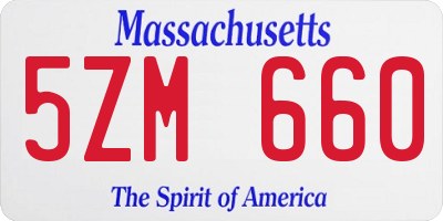 MA license plate 5ZM660