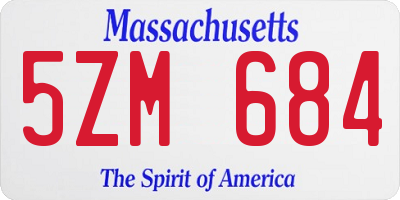 MA license plate 5ZM684