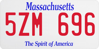MA license plate 5ZM696