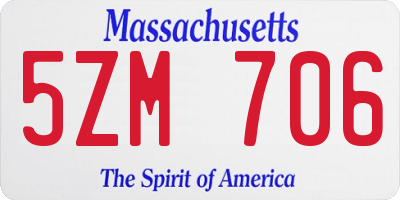 MA license plate 5ZM706