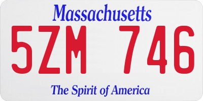 MA license plate 5ZM746