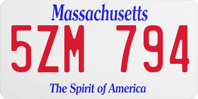 MA license plate 5ZM794