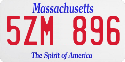 MA license plate 5ZM896