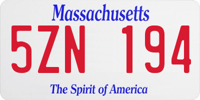MA license plate 5ZN194