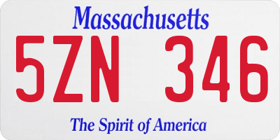 MA license plate 5ZN346