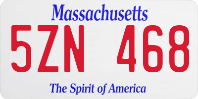 MA license plate 5ZN468