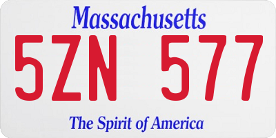 MA license plate 5ZN577