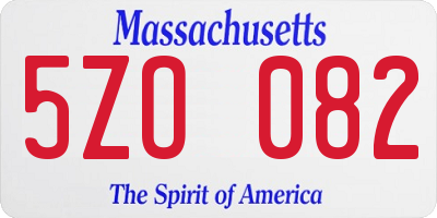 MA license plate 5ZO082