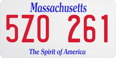 MA license plate 5ZO261