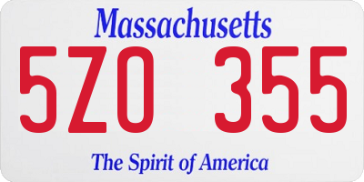 MA license plate 5ZO355