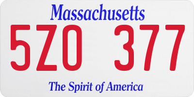 MA license plate 5ZO377