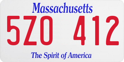 MA license plate 5ZO412