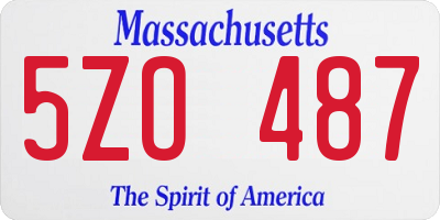MA license plate 5ZO487