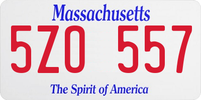 MA license plate 5ZO557