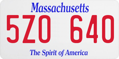 MA license plate 5ZO640