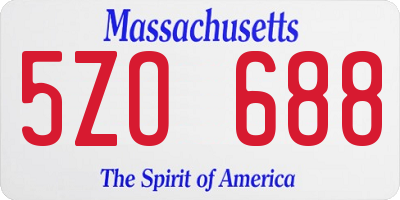 MA license plate 5ZO688