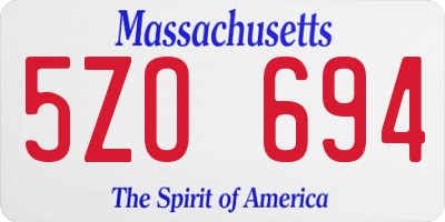 MA license plate 5ZO694
