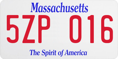 MA license plate 5ZP016