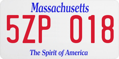 MA license plate 5ZP018