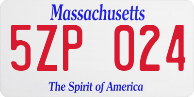 MA license plate 5ZP024