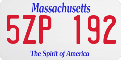 MA license plate 5ZP192