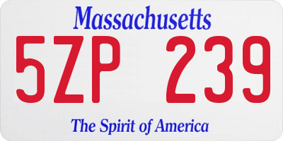 MA license plate 5ZP239