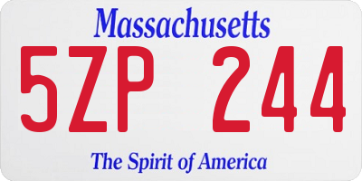 MA license plate 5ZP244