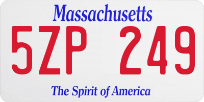 MA license plate 5ZP249