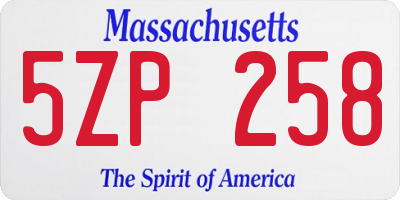 MA license plate 5ZP258