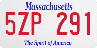 MA license plate 5ZP291