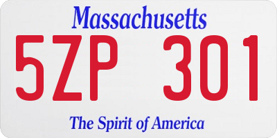 MA license plate 5ZP301