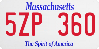 MA license plate 5ZP360