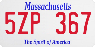 MA license plate 5ZP367