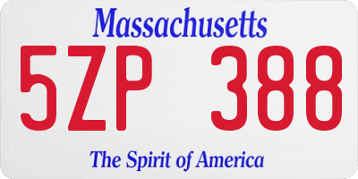 MA license plate 5ZP388