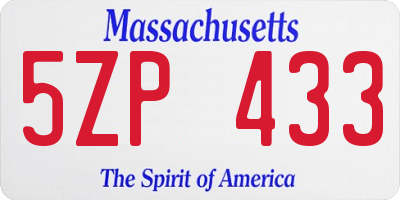 MA license plate 5ZP433