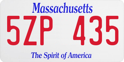 MA license plate 5ZP435